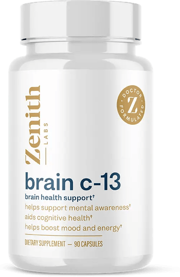 Brain C-13 bottle by Zenith Labs, dietary supplement, 90 capsules
