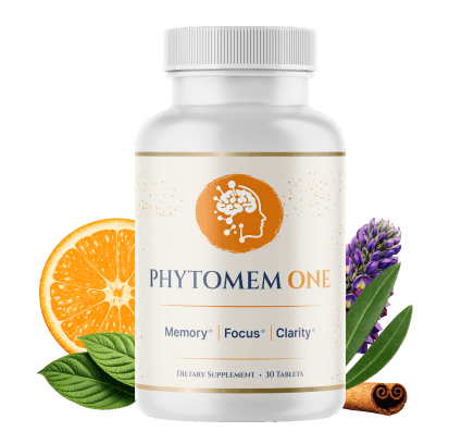 Phytomem One bottle, labelled Memory, Focus, Clarity, dietary supplement, 30 tablets